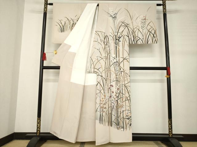 平和屋着物●京友禅工芸作家　小宮山彌一　訪問着　花鳥文　正絹　逸品　AABB5465ck