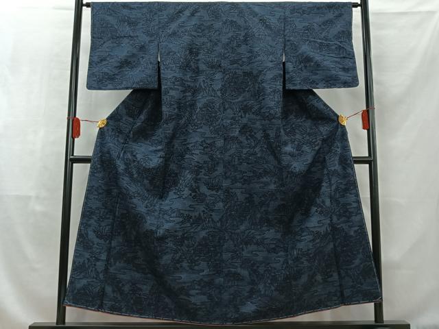 平和屋着物■上質な紬 風景文 正絹 逸品 AAAS6742jh