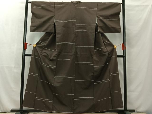 平和屋着物■上質な紬 横段文 正絹 逸品 AAAT2404jh