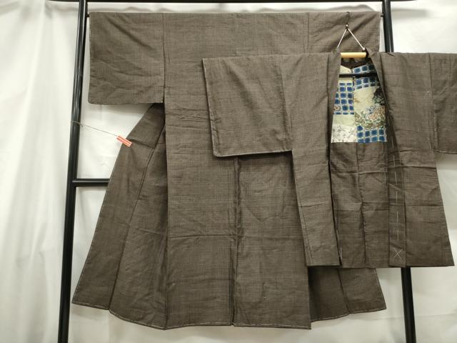 平和屋着物■男性 紬 アンサンブル 長羽織 横段文 正絹 逸品 DABC0636qa