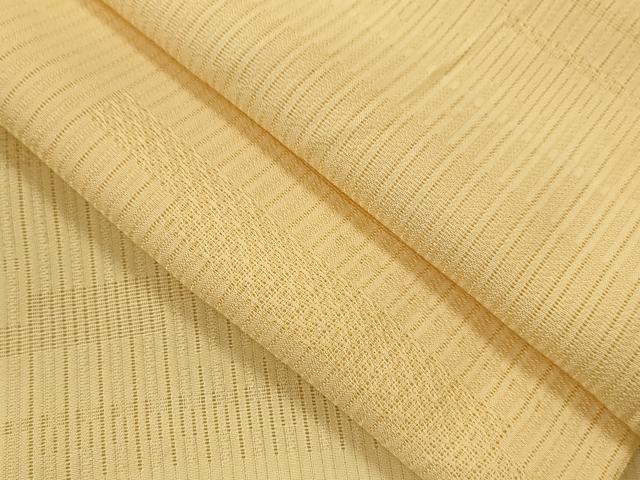 平和屋着物＊夏物　色無地　縦絽　吉祥紋紗　蜂蜜色　正絹　逸品　CABB9699ze