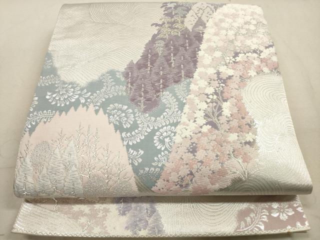 平和屋着物◎六通柄袋帯　唐織　洛西春秋抄　銀糸　正絹　逸品　DABA8016xg