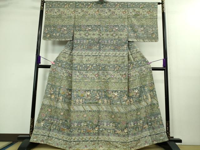 平和屋本店●極上　中国三大刺繍　スワトウ刺繍　汕頭刺繍　訪問着　エジプト壁画文様　金糸　逸品　DZAB0194kh5