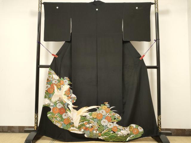 平和屋着物■豪華黒留袖 駒刺繍 花鳥文 金彩 正絹 逸品 DAAS9513ma