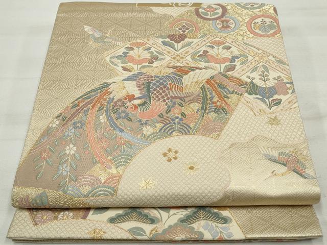 Rakuten - 平和屋着物◎六通柄袋帯 唐織 地紙花鳥文 金糸 正絹 逸品 DAAT2689qa