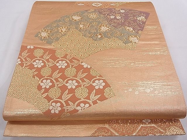 平和屋着物◎六通柄袋帯　地紙吉祥花文　金糸　逸品　CAAB2283dx