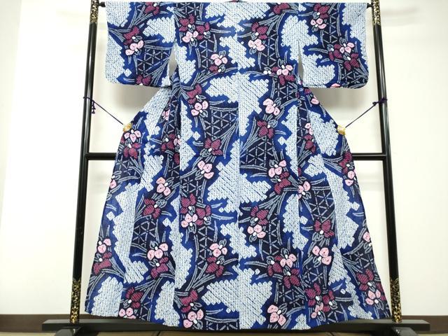平和屋着物∴夏物　浴衣　有松鳴海絞り　籬花文　綿　逸品　DABI3520cd