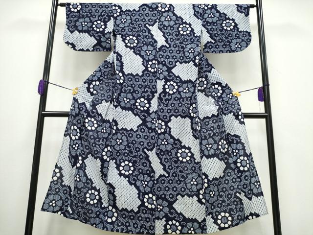 平和屋着物∴夏物　浴衣　有松鳴海絞り　亀甲花唐草文　綿　逸品　CAAY4552ng