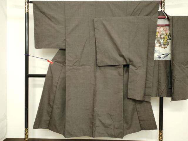 平和屋着物■男性 紬 アンサンブル 横段文 正絹 逸品 DABB8764cd