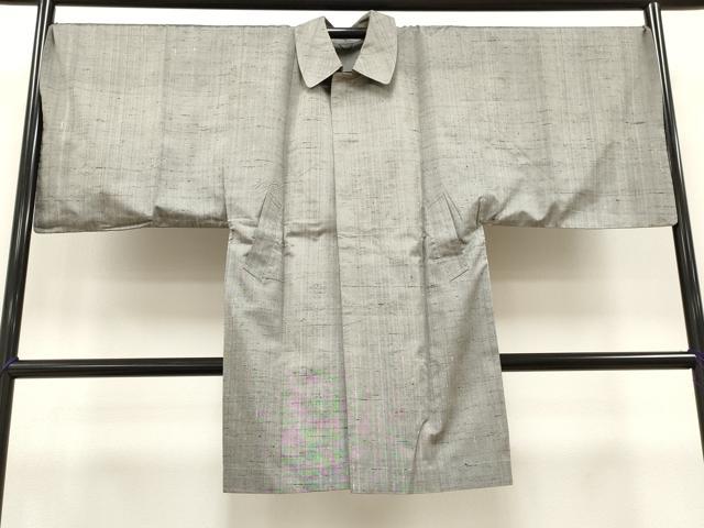 平和屋着物#男性 和装コート 紬地 霞文 キングサイズ ロング丈 正絹 逸品 CAAT5796id