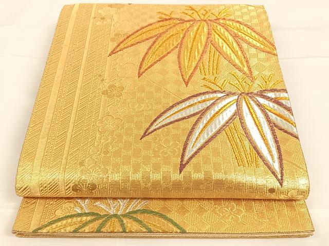 平和屋着物◎六通柄袋帯　吉祥花文　金銀糸　正絹　逸品　AAAM7050ey