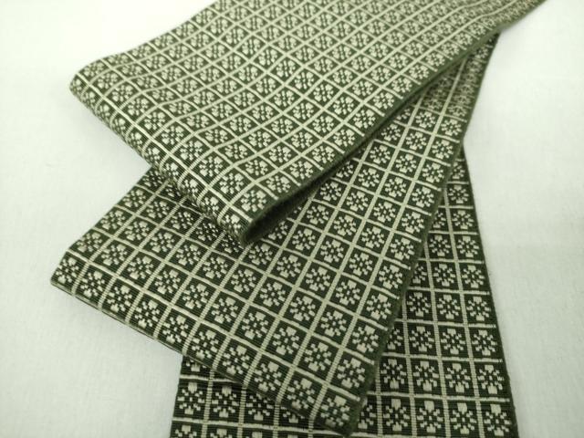 平和屋着物●男性　本場筑前博多織　両面　角帯　いちご錦　正絹　逸品　DABE5249ps