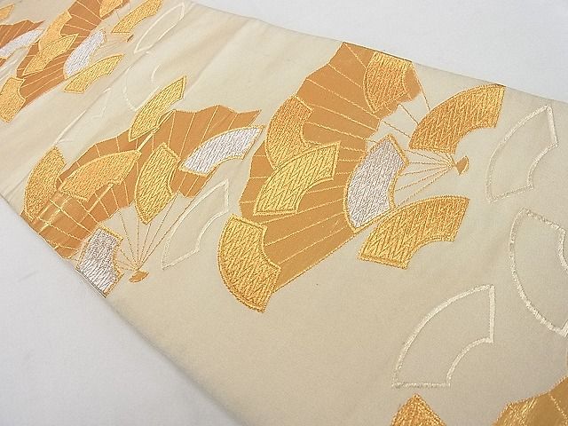 平和屋着物■六通柄袋帯　地紙檜扇文　金銀糸　逸品　ap4807