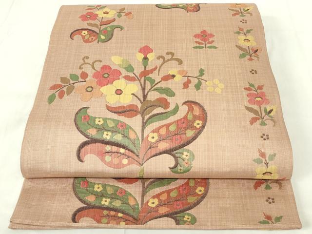 平和屋着物◎六通柄 本袋帯 草花文 正絹 逸品 DAAZ9465qp