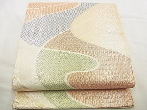 平和屋着物■佐賀錦 六通柄袋帯 吉祥流線文 金糸 逸品 n-up0113