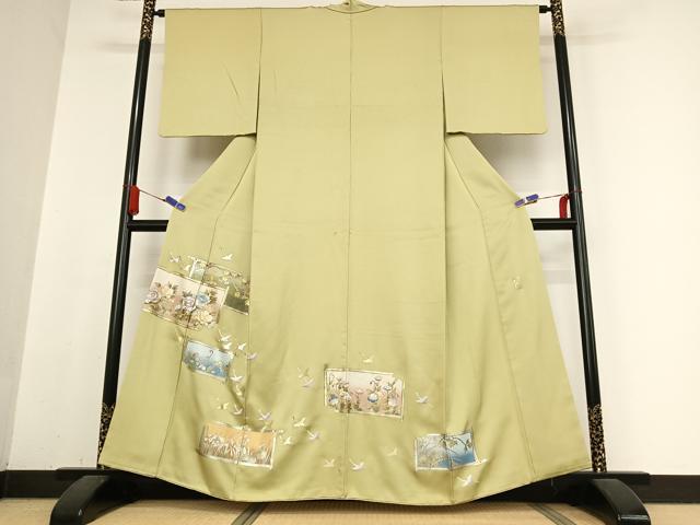 平和屋着物●金彩友禅　卓越技能者・名工・和田光正　訪問着　色留袖　飛鶴花文　暈し染め　金彩　正絹　逸品　AABB0275zg