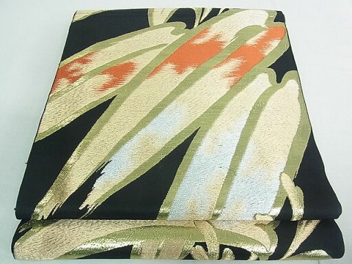 平和屋着物■六通柄袋帯 笹竹文 黒地 金糸 逸品 rt3412 平和屋着物■六通柄袋帯 笹竹文 黒地 金糸 逸品 rt3412