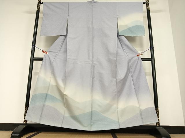 平和屋着物●白山紬　訪問着　遠山重ね文　暈し染め　正絹　逸品　AABC4910zg