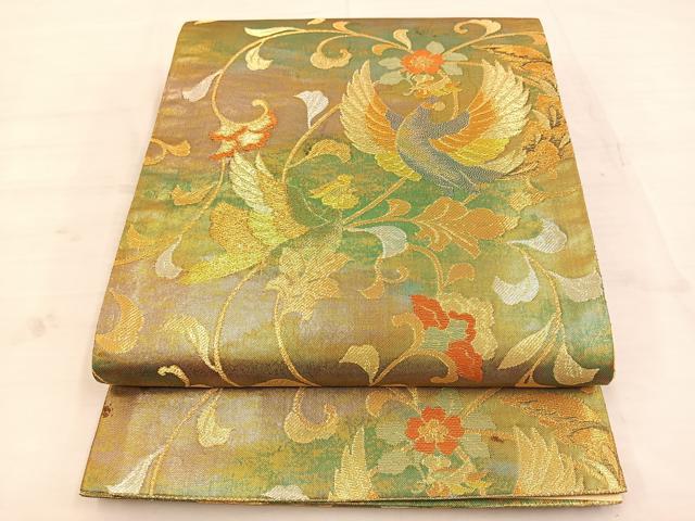 平和屋着物◎六通柄袋帯　鳳凰花文　金銀糸　引箔　正絹　逸品　BAAT4680kg