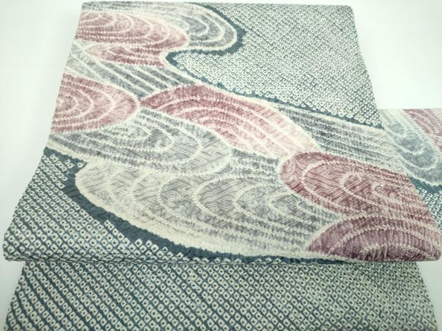 平和屋着物●名門　藤娘きぬたや・総絞り　九寸名古屋帯　霞文　正絹　逸品　DABB4207ps...