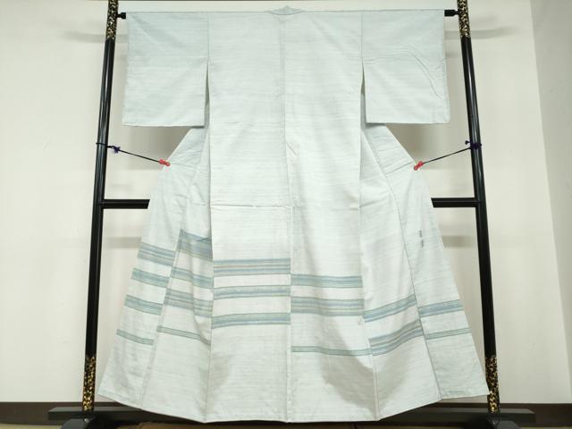 Full-Length Under-Kimono - 平和屋着物●西陣　宮階織物　宮繍苑　里葉　色留訪問着　紬地　横段文　正絹　逸品　DABC2184ud
