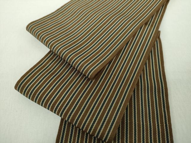 Obi - 平和屋着物●男性　本場筑前博多織　両面　角帯　間道　証紙付き　正絹　逸品　DABE5250ps