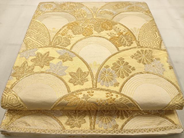 平和屋着物◎六通柄袋帯　花青海波　金銀糸　正絹　逸品　AAAV9703dt