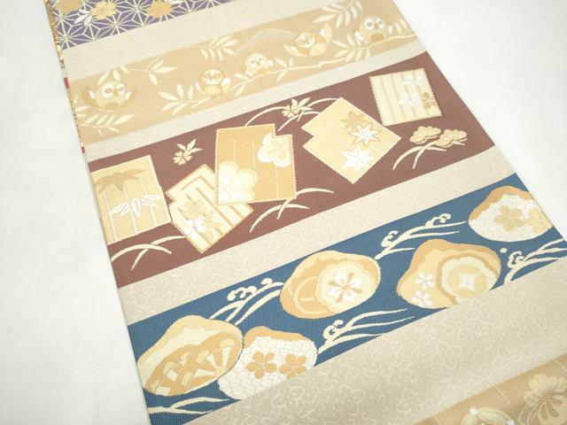 平和屋の平和屋着物●両方向　全通柄袋帯　色葉瑞祥　金糸　反端付き　正絹　逸品　CABI9007hy｜アングル3