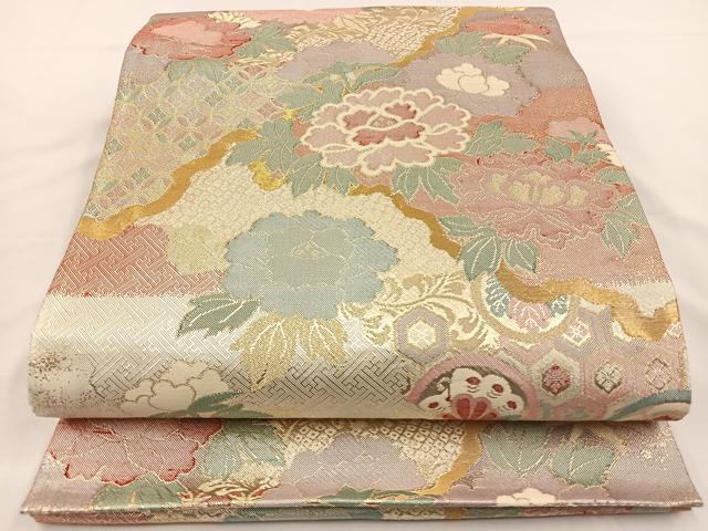 平和屋着物◎佐賀錦　六通柄袋帯　道長花蝶文　金銀糸　正絹　逸品　BAAS9630ow