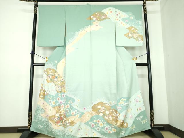 平和屋着物●訪問着　駒刺繍　松皮菱花舟　金銀彩　正絹　逸品　DABE5685ps