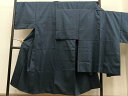 平和屋着物●男性 紬 アンサンブル 青褐色 正絹 逸品 BAAO2389pk