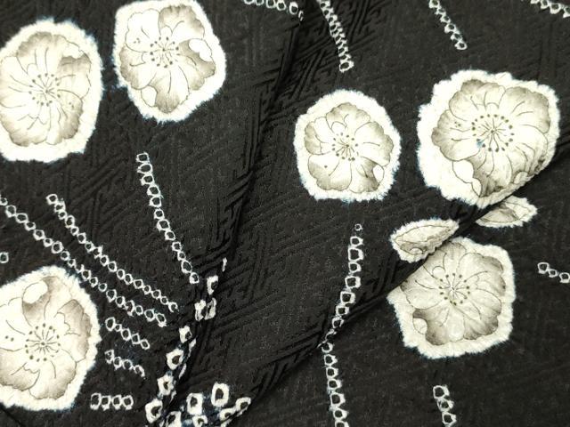 平和屋着物●上質な小紋　絞り　辻が花　黒地　正絹　逸品　DAAY2464op