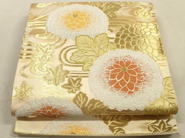 平和屋着物◎六通柄袋帯　唐織　流水菊文　金銀糸　正絹　逸品　DABA8026xg