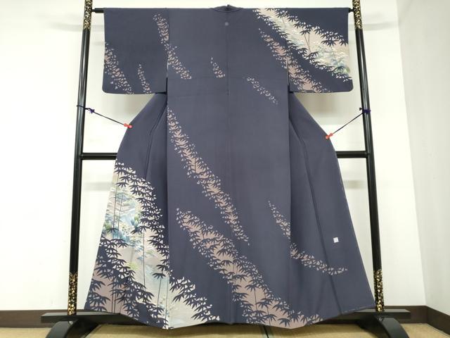 平和屋着物●名門・上野家　四代目 上野真(二代目 上野為二)　訪問着　流水風景文　シルエット　正絹　逸品　DABC2417ud