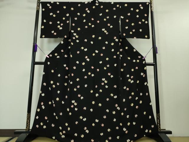 平和屋本店■極上　工芸小紋　舞蝶文　黒地　逸品　DZAA4693kh5