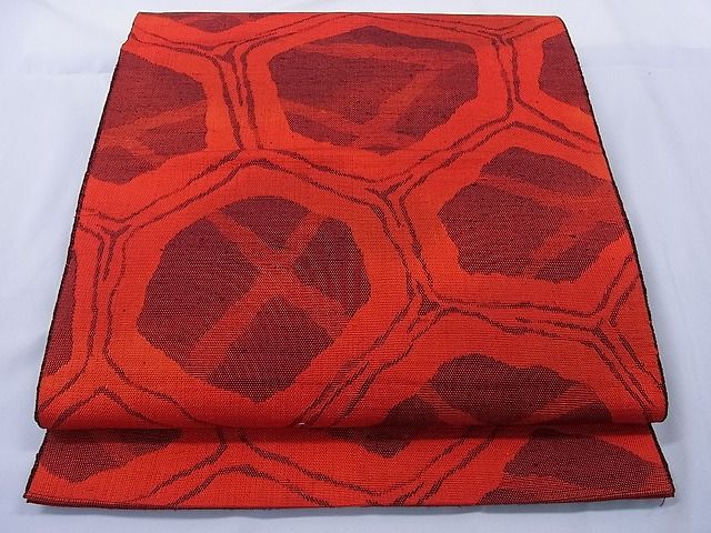 平和屋着物■八寸名古屋帯　紬地　亀甲文　逸品　ev1431