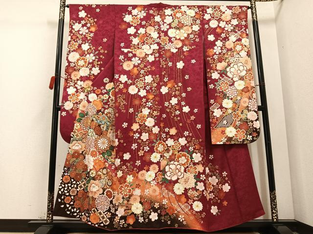 平和屋着物●訪問着　貝桶花文　暈し染め　金彩　正絹　逸品　AABC9283ph