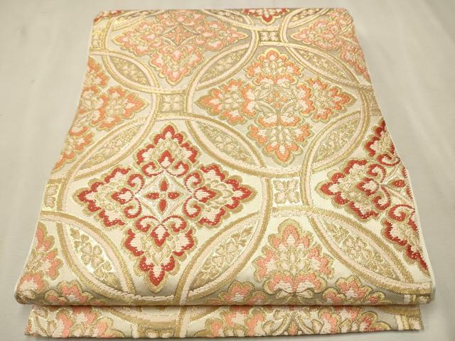 平和屋着物●西陣　川島織物　六通柄　本袋帯　七宝花文　金糸　正絹　逸品　未使用　CAAT0801hy