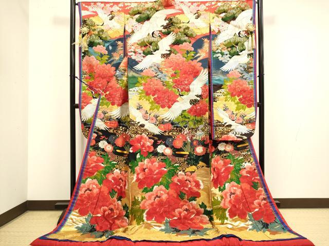 平和屋本店●色打掛　お引きずり　和装　婚礼　結婚式　花嫁　神社挙式　唐織　飛鶴花文　金銀糸　十二単風　逸品　DABH4789du