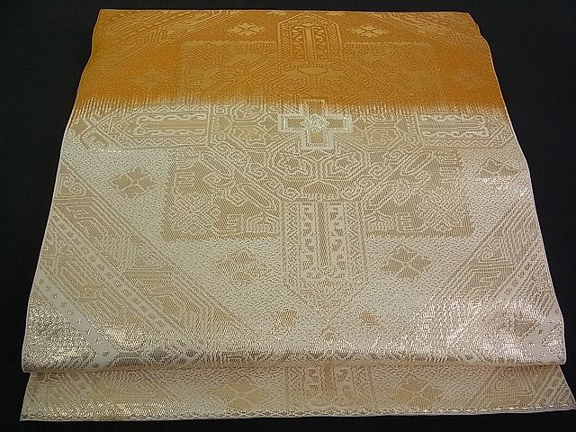 平和屋着物■六通柄袋帯　菱吉祥文　金糸　逸品　pn3146