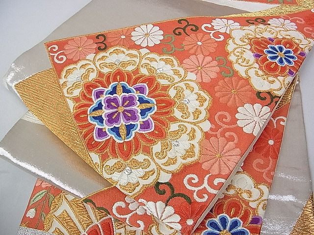 平和屋着物■六通柄袋帯　唐織　裂取能衣小袖文　金銀糸　逸品　ud2635