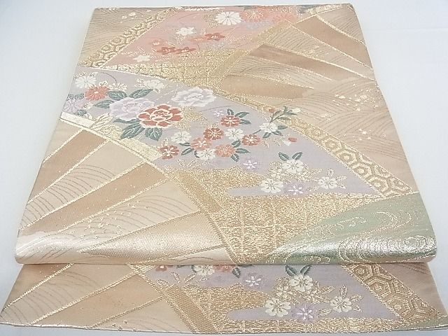 平和屋着物■六通柄袋帯　片輪車花鳥文　金糸　逸品　ya0360