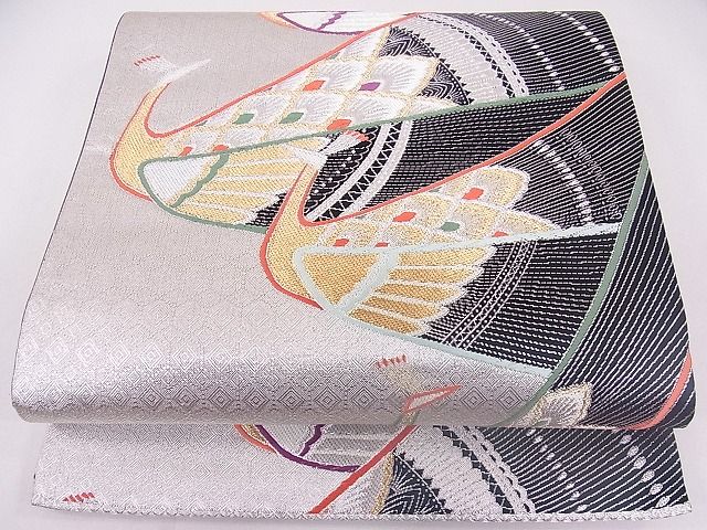 平和屋着物■六通柄袋帯　孔雀文　金銀糸　逸品　ya1013