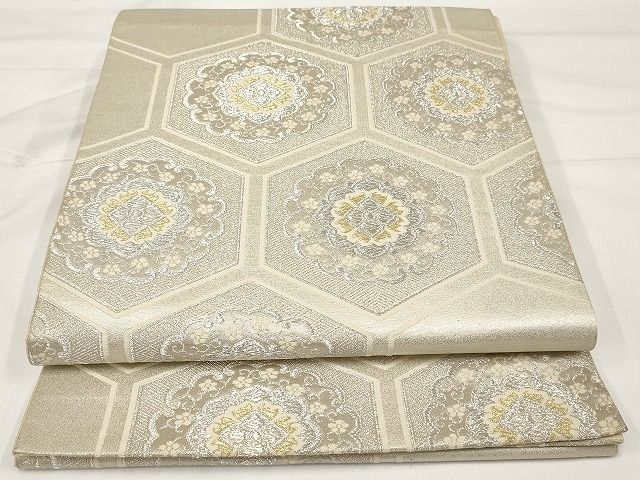 平和屋着物◎六通柄袋帯 正倉院亀甲花文 金銀糸 正絹 逸品 AAAK4374Aex