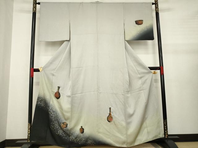 Kimono - 平和屋着物●訪問着　陶器花文　暈し染め　金銀彩　正絹　逸品　AABA6716ck