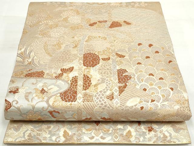 平和屋着物◎六通柄 本袋帯 虹染 鳳凰花唐草文 金銀糸 正絹 逸品 DAAP2376qa