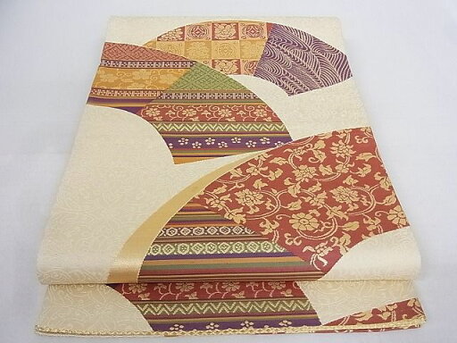 平和屋着物◎六通柄袋帯 地紙花文 金糸 正絹 逸品 AAAF7416Apf 平和屋着物◎六通柄袋帯 地紙花文 金糸 正絹 逸品 AAAF7416Apf