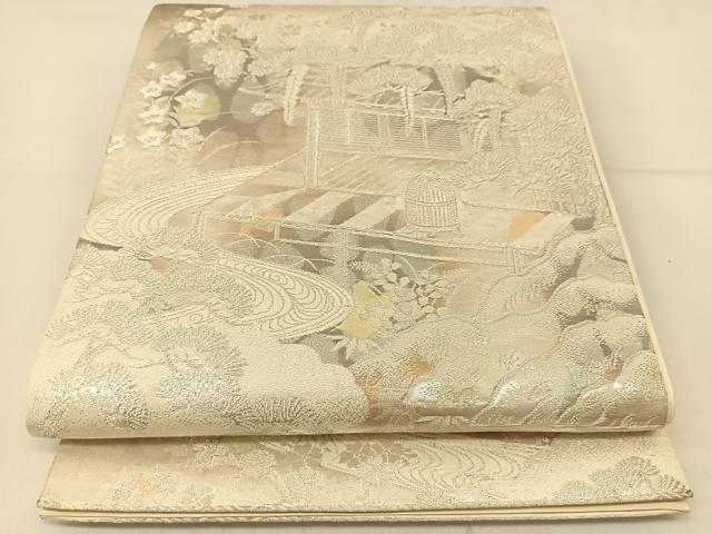 平和屋着物◎六通柄袋帯　古京錦　二重引箔　銀糸　正絹　逸品　BAAT8089yc