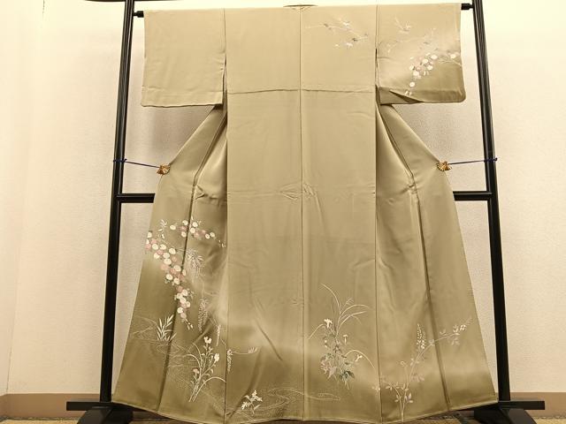 平和屋着物■訪問着 友禅 流水花文 暈し染め 正絹 逸品 BAAO2499gt