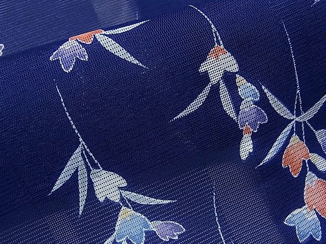 平和屋着物■夏物 小紋 絽 草花文 洗える着物 CAAE6838yc